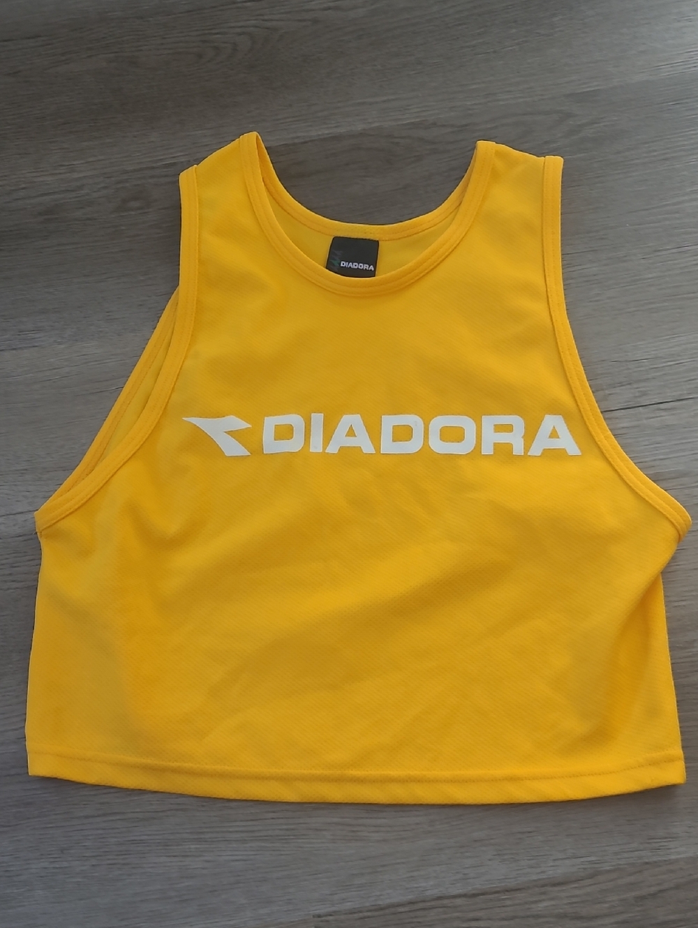 Diadora Kids Yellow Crop Athletic Tank with White Logo
